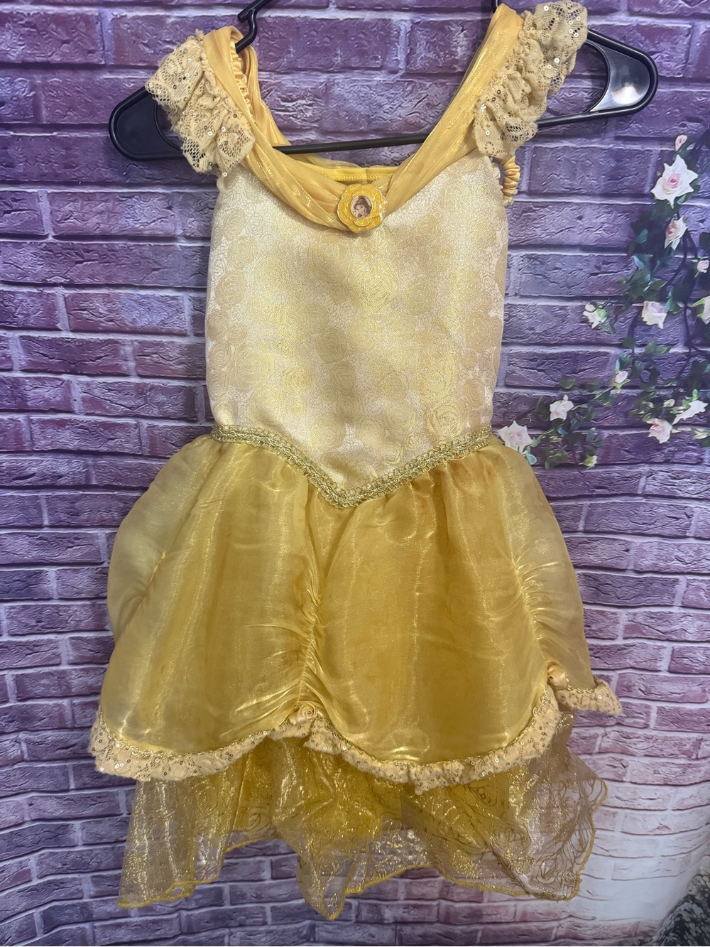 Disney Belle Gold Princess Dress Costume Gown beauty and the beast new fault
